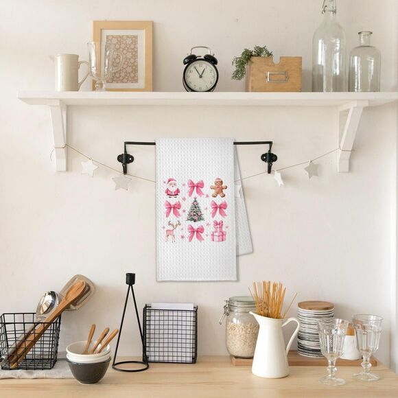 Vintage Christmas Kitchen Towels Coquette Red Bow Christmas Dish Towels for K... - Picture 5 of 8